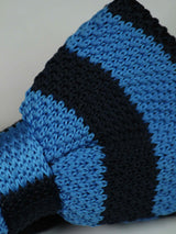 Striped Blue Knitted Bow Tie - TOSSIDO