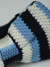 Striped Blue & White Knitted Bow Tie - TOSSIDO
