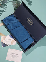 Teal Blue Tonal Paisley Woven Cravat & Pocket Square Set - TOSSIDO
