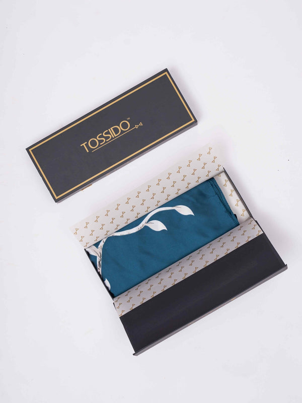 Teal Floral Printed Stole - TOSSIDO