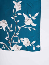 Teal Floral Printed Stole - TOSSIDO