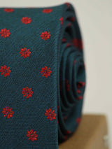 Teal Floral Woven Necktie - TOSSIDO