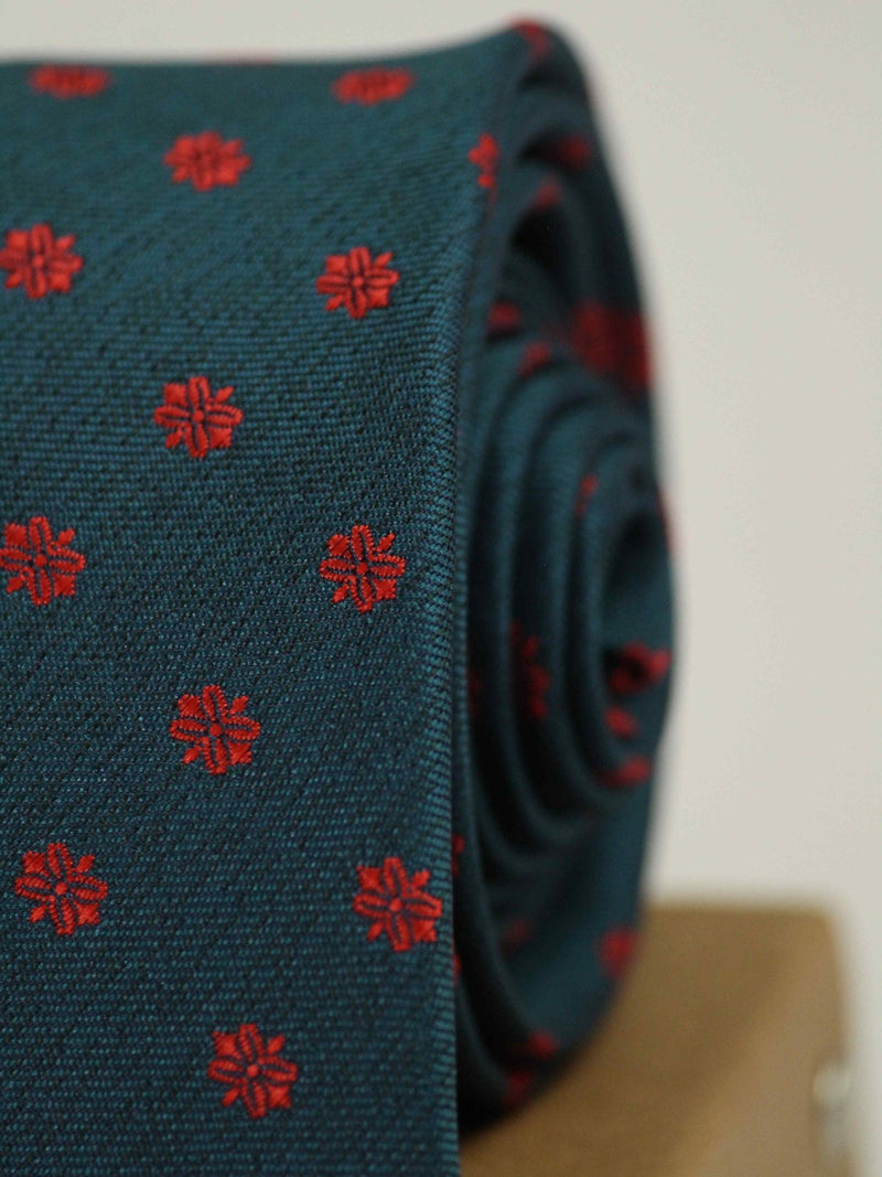 Teal Floral Woven Necktie - TOSSIDO