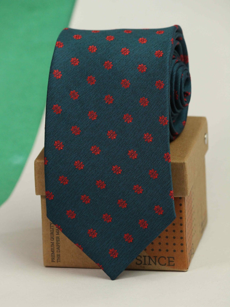Teal Floral Woven Necktie - TOSSIDO