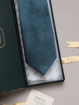 Teal Geometric Broad + Long Necktie - TOSSIDO