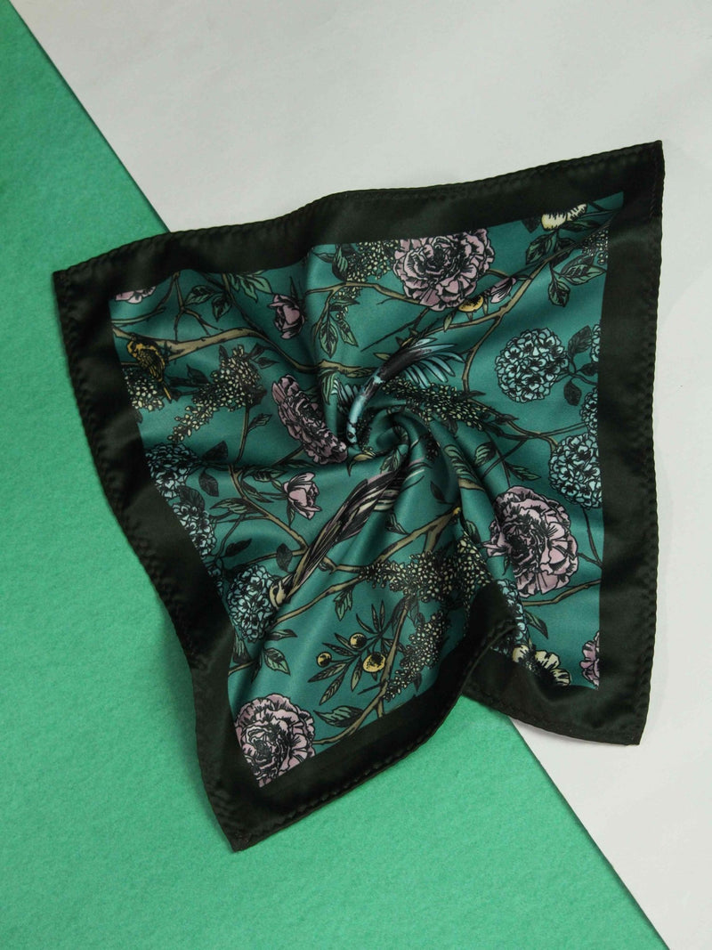 Teal Green Floral Pocket Square - TOSSIDO