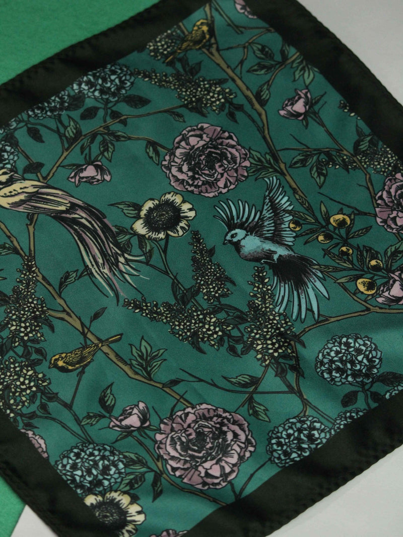 Teal Green Floral Pocket Square - TOSSIDO