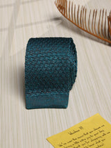 Teal Green Solid Silk Knitted Necktie - TOSSIDO
