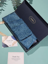 Teal Paisley Woven Cravat & Pocket Square Set - TOSSIDO