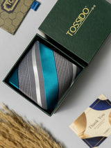 Teal Stripe Necktie - TOSSIDO