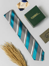 Teal Stripe Necktie - TOSSIDO