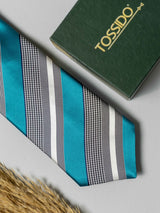 Teal Stripe Necktie - TOSSIDO