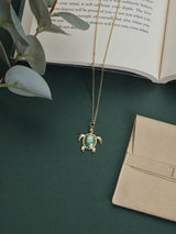 Teal Turtle Pendant Necklace - TOSSIDO