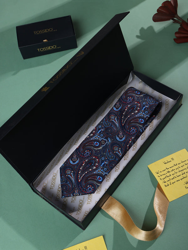 Blue Paisley Printed Necktie