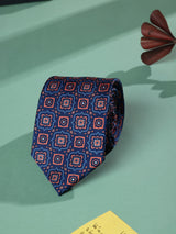 Blue Geometric Printed Necktie