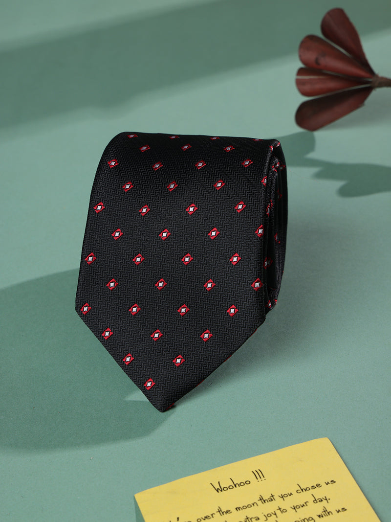 Black Geometric Woven Necktie