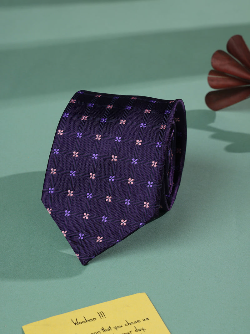 Purple Check Woven Necktie