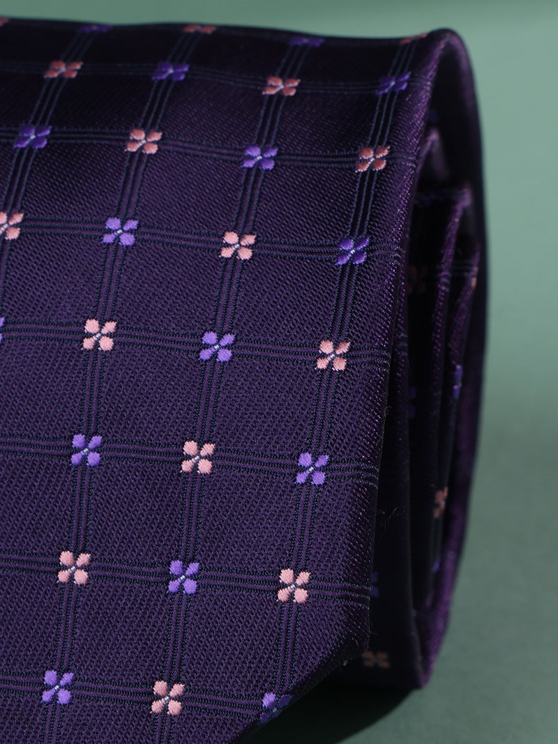 Purple Check Woven Necktie