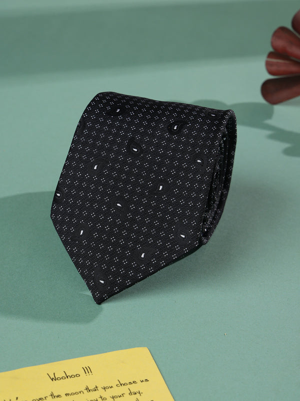 Black Paisley Woven Necktie