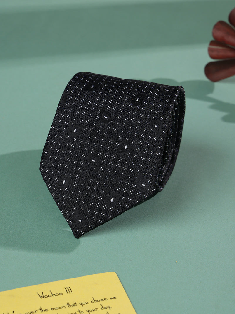 Black Paisley Woven Necktie