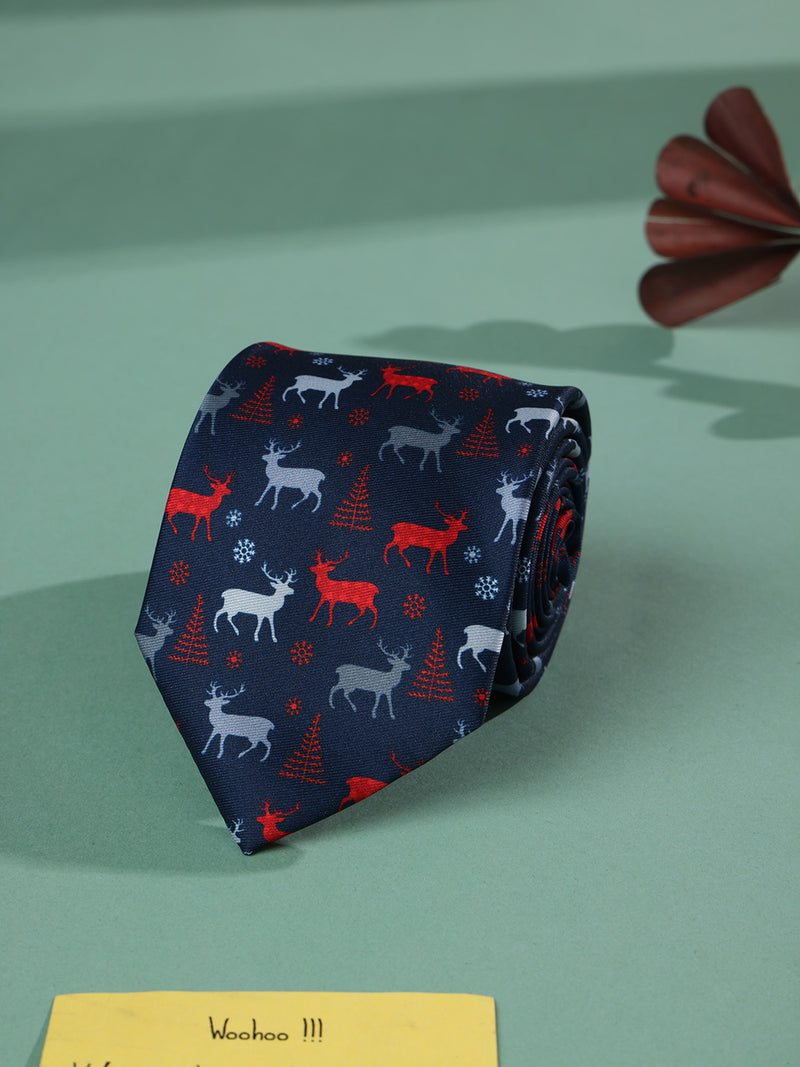 Blue Stag Printed Necktie