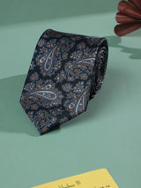 Grey Paisley Printed Necktie