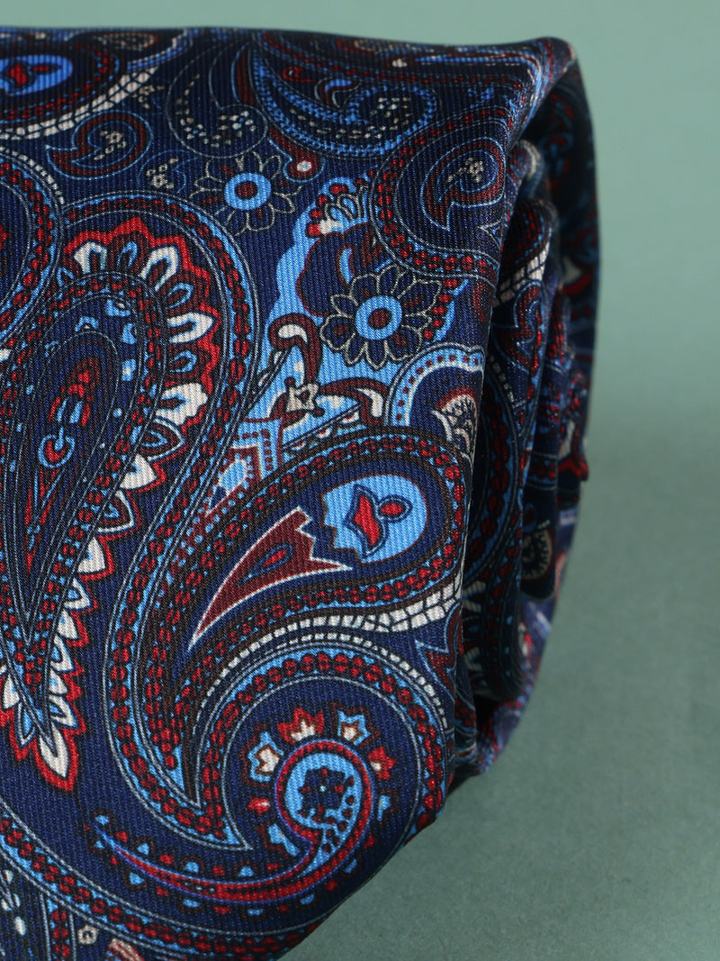 Blue Paisley Printed Necktie