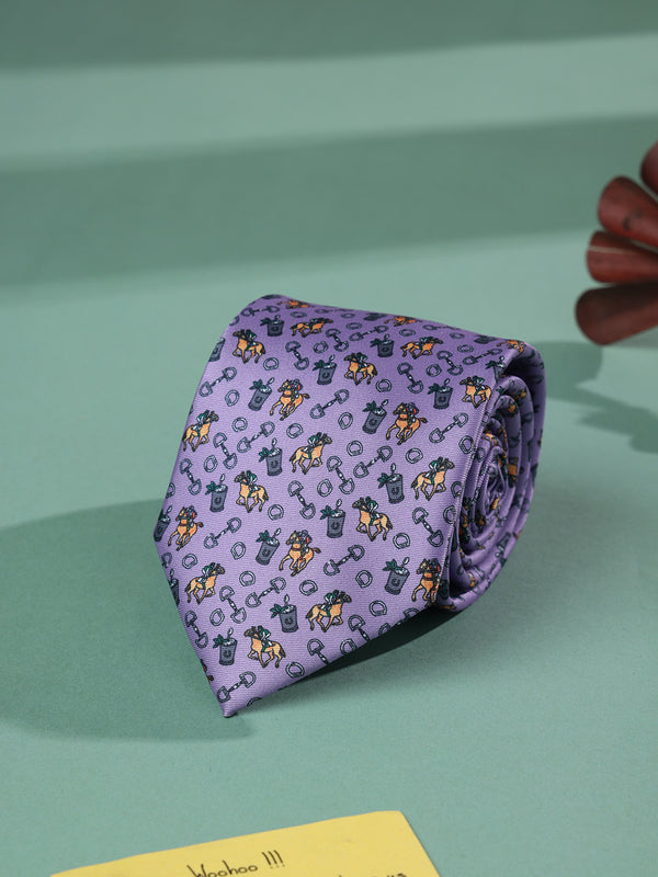 Purple Horse Printed Necktie