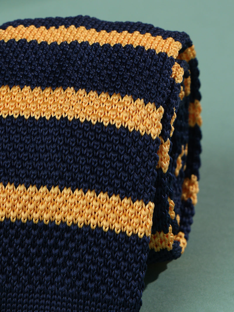 Blue & Yellow Stripe Knitted Necktie