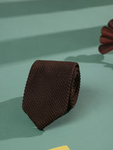 Brown Solid Knitted Necktie