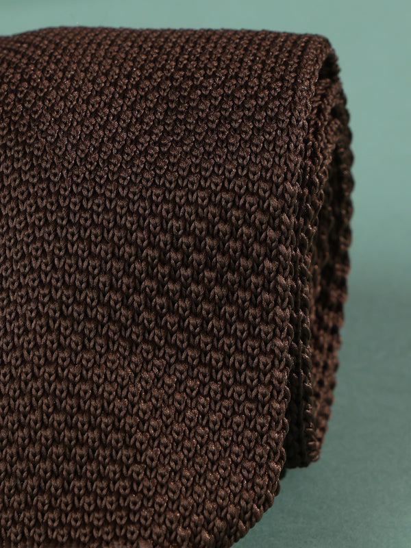 Brown Solid Knitted Necktie