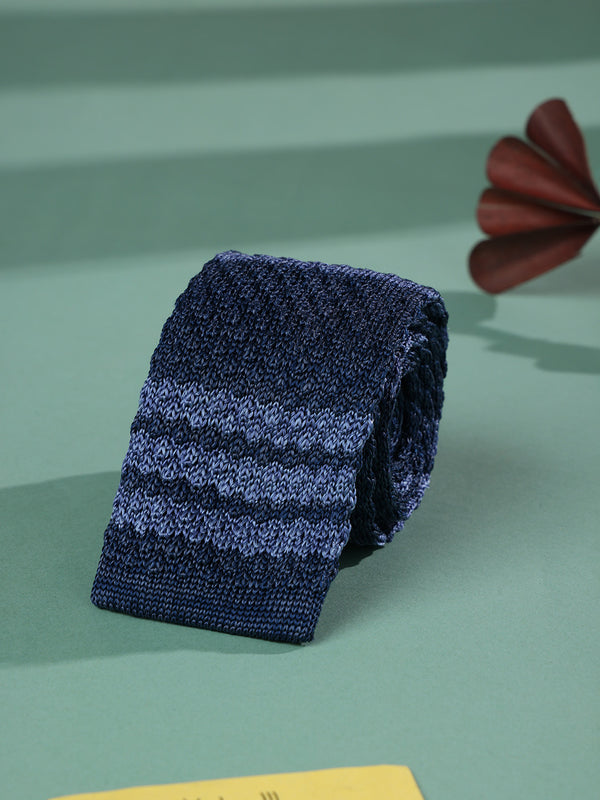 Blue Stripe Knitted Necktie