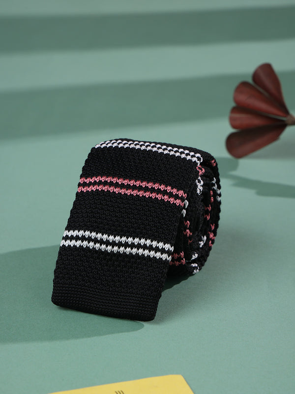 Black Stripe Knitted Necktie