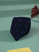 Blue Geometric Knitted Necktie