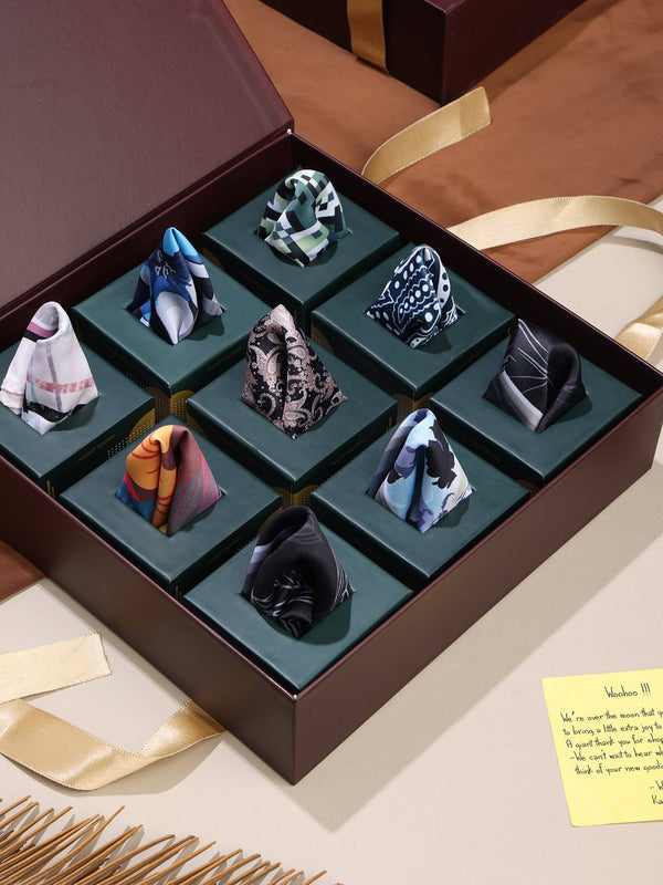 The Elite Edition: 9 - Piece Designer Pocket Square Collection - TOSSIDO