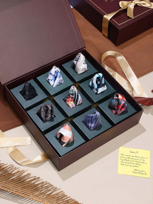 The Luxe 9 - Piece Pocket Square Ensemble - TOSSIDO