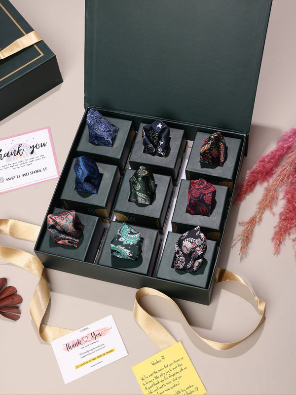 The Signature 9 - Piece Pocket Square Gift Box - TOSSIDO