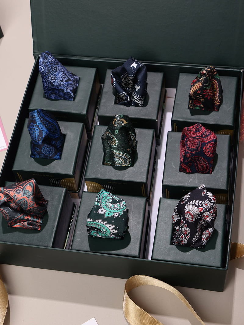 The Signature 9 - Piece Pocket Square Gift Box - TOSSIDO