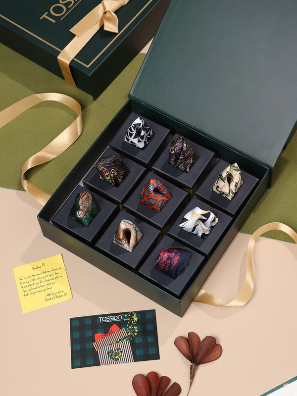 The Timeless 9 - Piece Pocket Square Ensemble - TOSSIDO