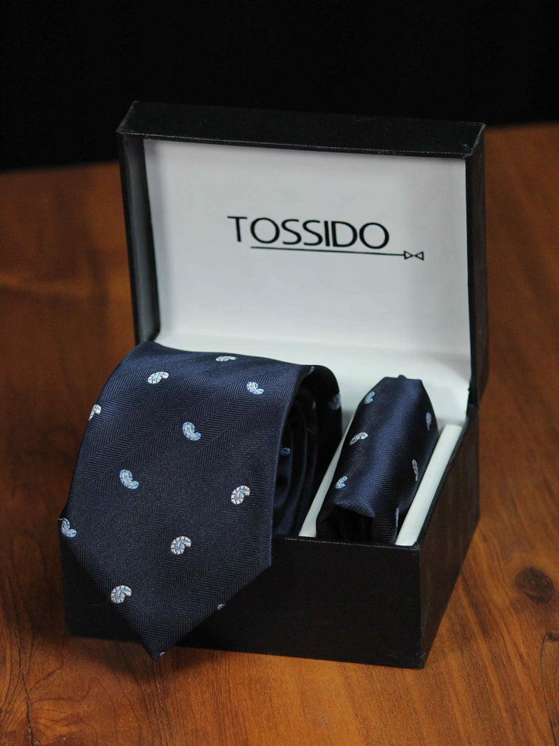 Blue Paisley Necktie & Pocket Square Giftset