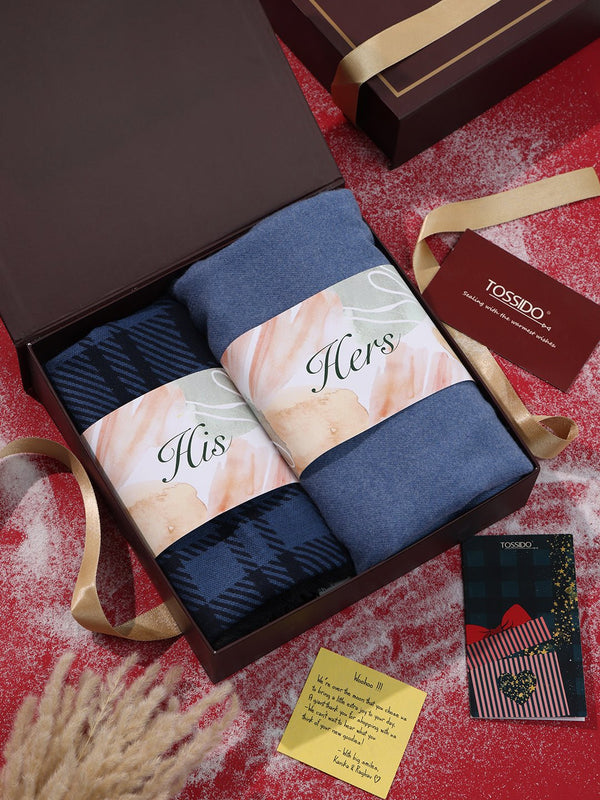 Timeless His & Her Woolen Muffler Set - TOSSIDO
