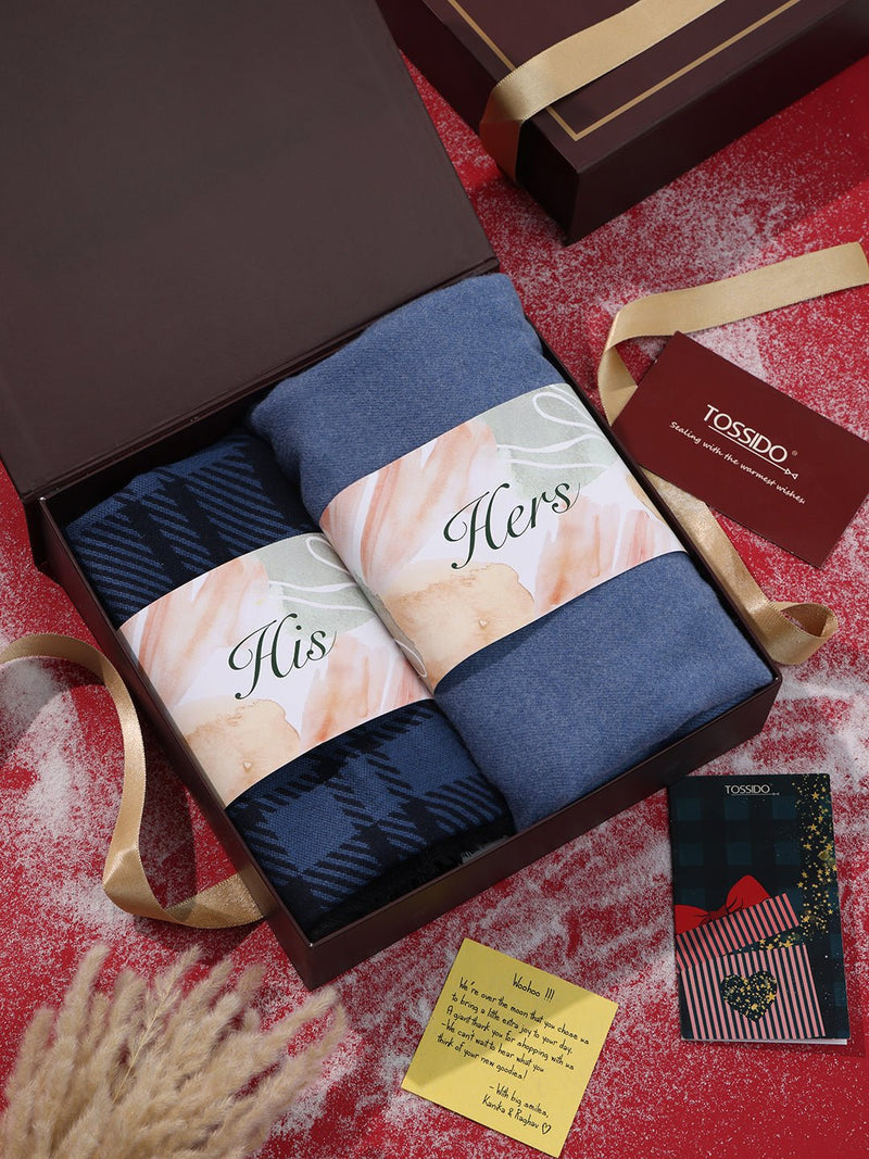 Timeless His & Her Woolen Muffler Set - TOSSIDO
