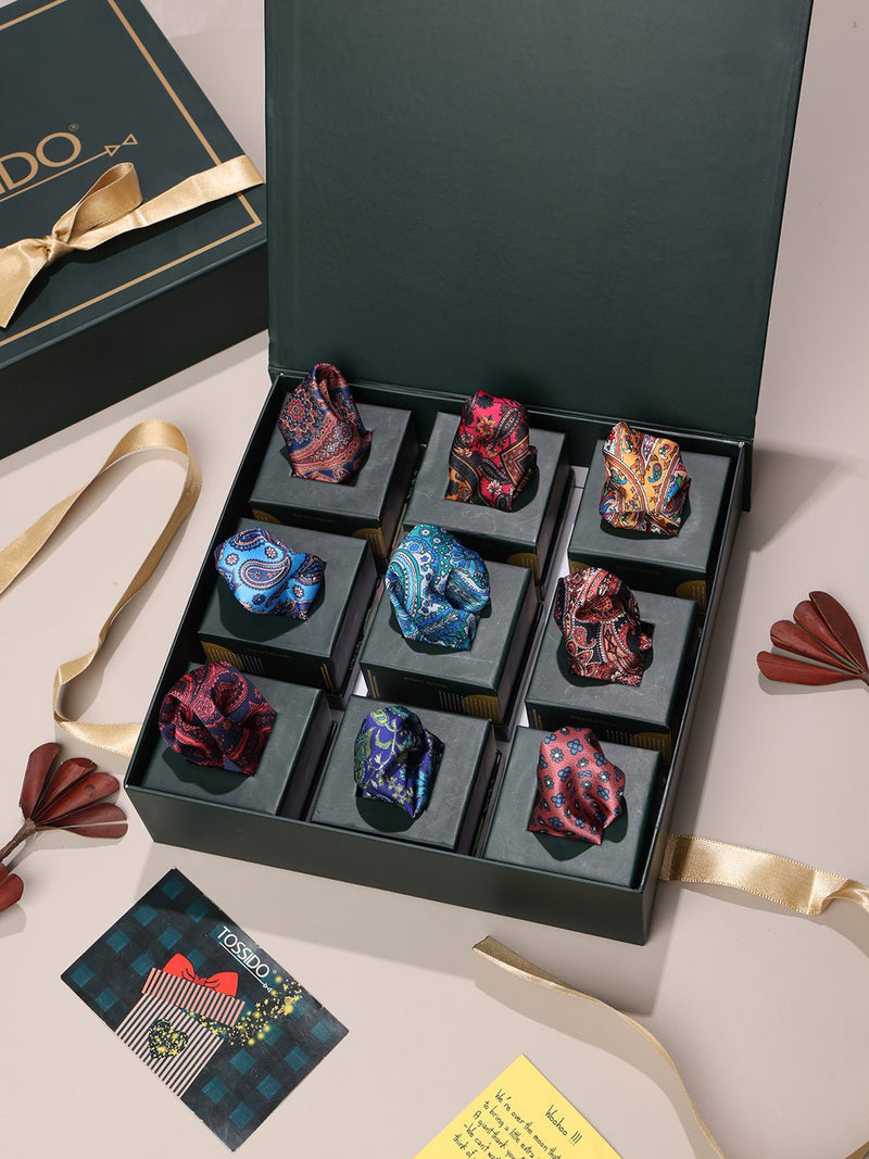 Tossido's Essential 9 - Piece Pocket Square Collection - TOSSIDO