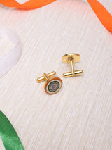 Tricolour Ashoka Chakra Round Cufflinks - TOSSIDO
