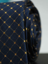 Blue Check Woven Silk Necktie