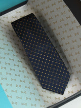 Blue Check Woven Silk Necktie