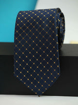 Blue Check Woven Silk Necktie