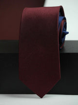 Maroon Solid Woven Silk Necktie
