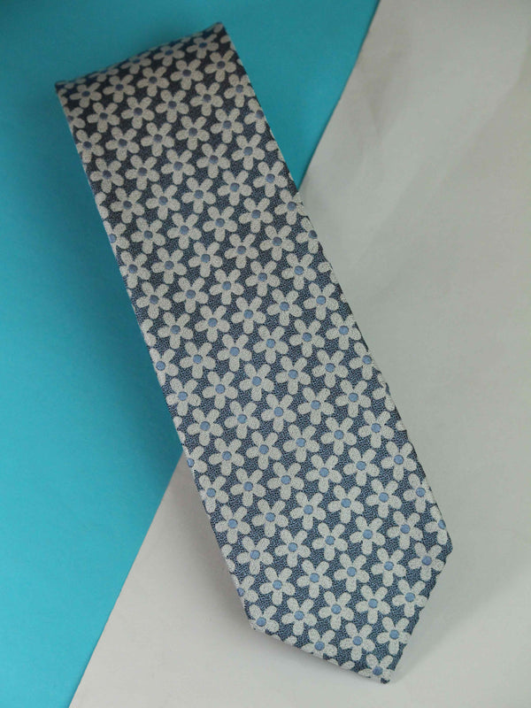 Blue Floral Silk Necktie