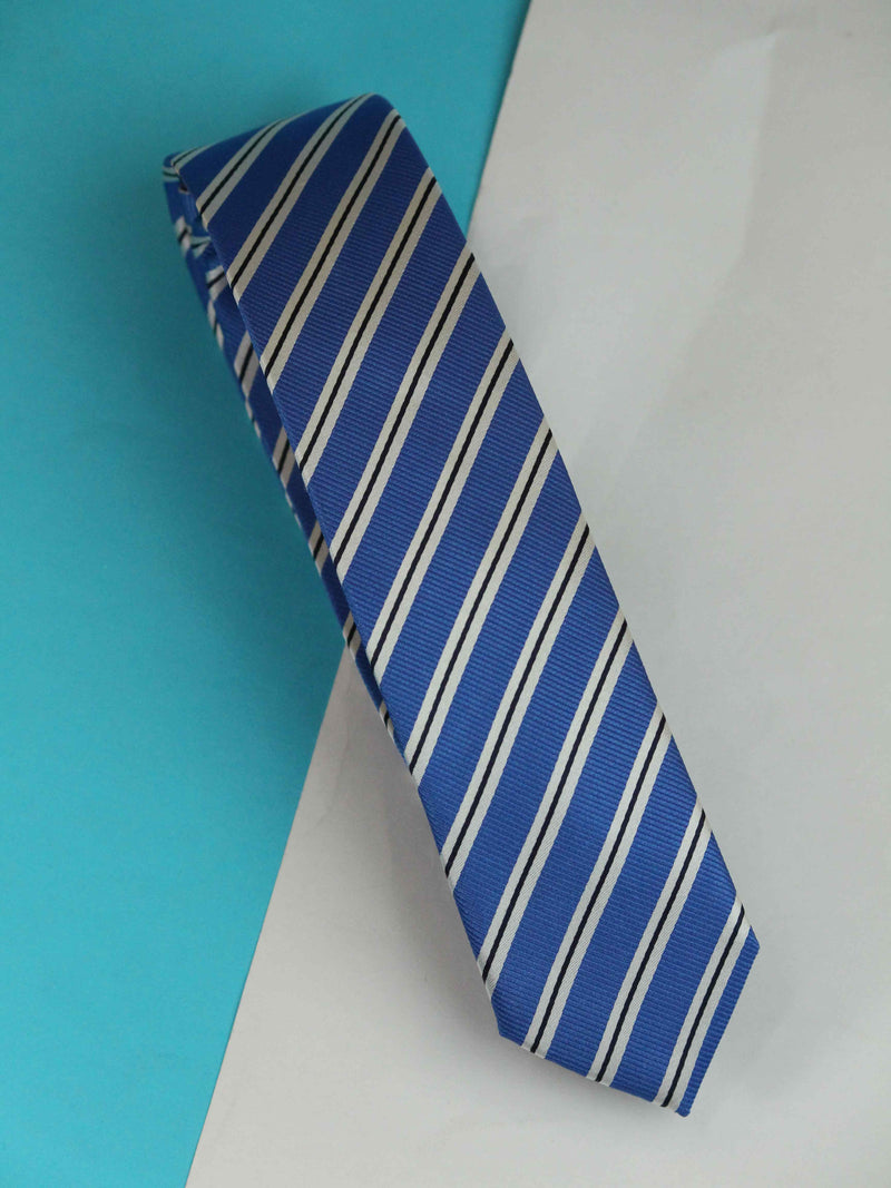 Blue Stripe Woven Silk Necktie